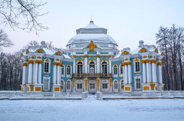 Catherine Park in Tsarskoe Selo. 18th century Hermitage Pavilion, architect Rastrelli.