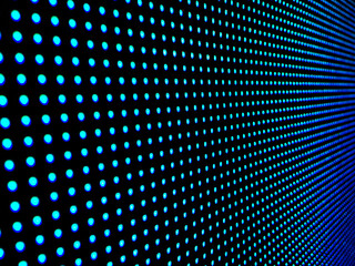 Blue led panel in perspective with dots in bright blue and black.