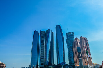 Obraz premium Etihad towers,a series of five tall buildings and hotel in Abu Dhabi Corniche , UAE