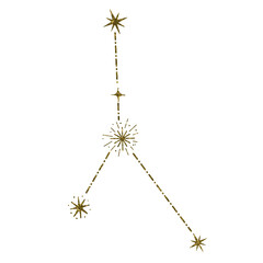 Cancer Constellation. Cancer Zodiac sign. Astrology celestial gold stars icon on the white isolated background. © Nastia