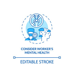 Considering worker mental health concept icon. Staff reboarding idea thin line illustration. Promoting good mental health practices. Vector isolated outline RGB color drawing. Editable stroke