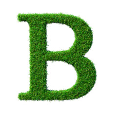Letter B made of green grass isolated on white Background 3D-Illustration - Part of a series