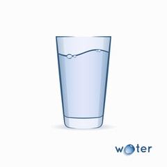 Water glass logo. Glass of water on white
