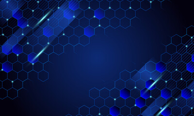 Abstract blue digital honeycomb background.