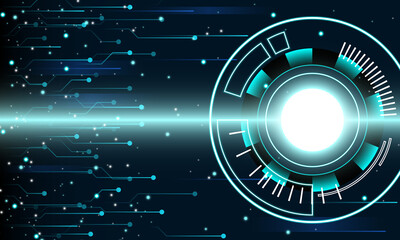 Abstract blue technology concept circuit board digital background.