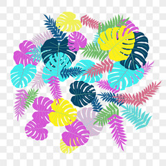 Vector tropical pattern from colorful foliage.