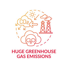 Huge greenhouse gas emissions concept icon.. Climate change idea thin line illustration. Global warming. Our tasks to improve environment. Vector isolated outline RGB color drawing