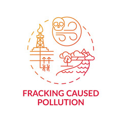 Fracking cause pollution concept icon. Harmful Impacts idea thin line illustration. Vector isolated outline RGB color drawing. Ecological compensation, Climate justice