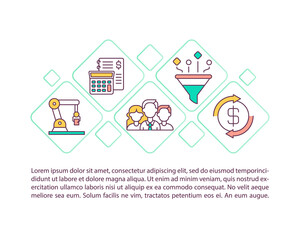 Cost reduction concept icon with text. Decreasing value of something with use of financial strategies. PPT page vector template. Brochure, magazine, booklet design element with linear illustrations