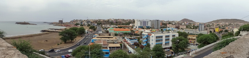 Fototapeta na wymiar Panorama at Santiago island, Cape Verde, view over the capital Praia.
