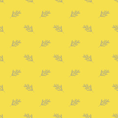 Vector seamless floral pattern. Gray elements on a yellow background.
