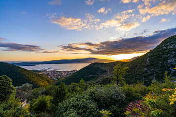 A sunset in Montenegro, beautiful mountains and sky.