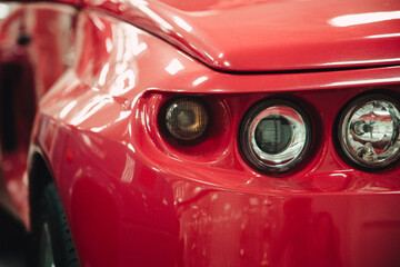 Detail of a show car. Car lamp close-up.