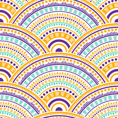Ethnic circle shapes seamless geometric pattern.