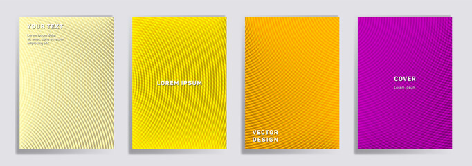 Semicircle lines halftone grid covers vector set.