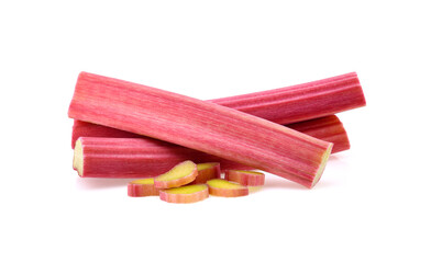 rhubarb stalks isolated on white background