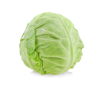 Green cabbage isolated on white background.