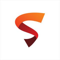 ribbon red bright letter s logo design
