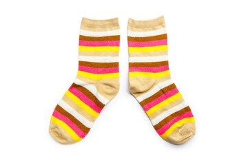 colored socks from thin jersey isolated on a white background.