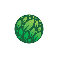 solid green nature leaf circle logo design