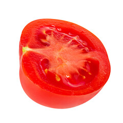Halved tomato isolated on white background with clipping path