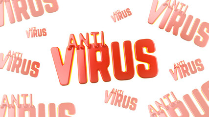 Antivirus text about Coronavirus COVID-19. Made by red plastic. Medicine concept isolated on white background 3d illustration