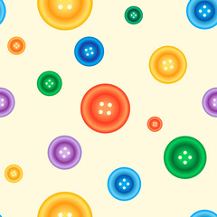 Vector seamless pattern with isolated buttons of different colors. Background for the site, leaflets and tailor's business cards.