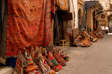 oriental carpets on the market in Essaouira, Morocco