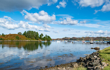 Boats lake in autumn 