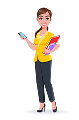 Young beautiful business woman cartoon character