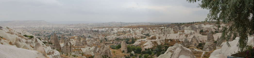 Fototapeta na wymiar Panoramic view of Cappadocia. Avcilar Valley. fairy chimneys