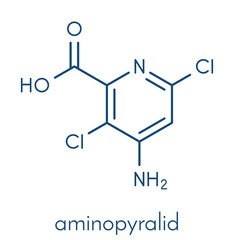 Aminopyralid herbicide molecule. Skeletal formula.