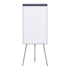 Empty Flip chart blank on tripod over white background. Office Whiteboard For Business Training in office