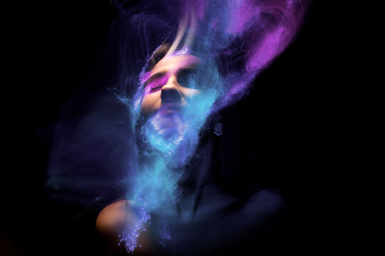 Lightpainting Portrait, New Art Direction, , Light Drawing At Long Exposure