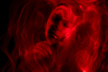 lightpainting portrait, new art direction, , light drawing at long exposure