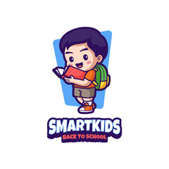 Smart kids back to school mascot logo design