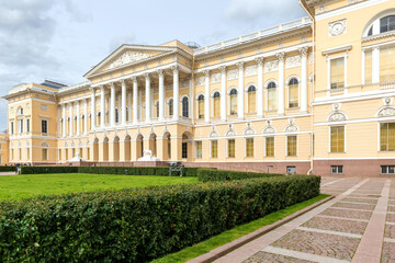 Fototapeta na wymiar The facade of the Mikhailovsky Palace on a sunny summer day. St. Petersburg