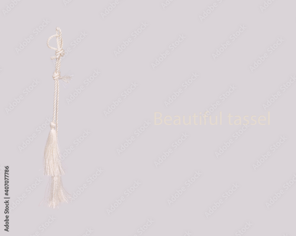 Sticker Concept poster: White silk tassels isolated on white background for creating graphic concepts. - Stickers