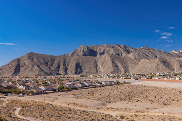 High angle view of the cityscape from Lone Mountain