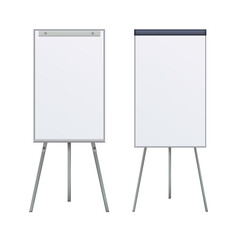 Empty Flip chart blank on tripod over white background. Office Whiteboard For Business Training in office