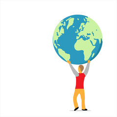 man is holding the planet earth. Vector