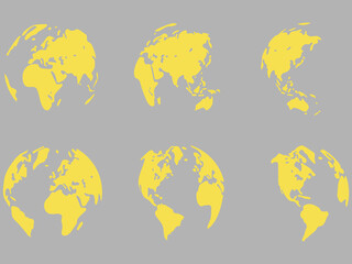set from the continents of the planet earth. Vector