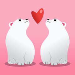 Cartoon Polar Bears In Love