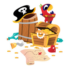 Super Cute Pirate Treasure Chest Map