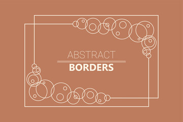 Abstract border on brown background, earthy color tones of terra-cotta red with beige geometric frame, modern pattern frames and borders in vector design