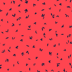 Random placed heart and lined shaped elements vector seamless pattern with background.