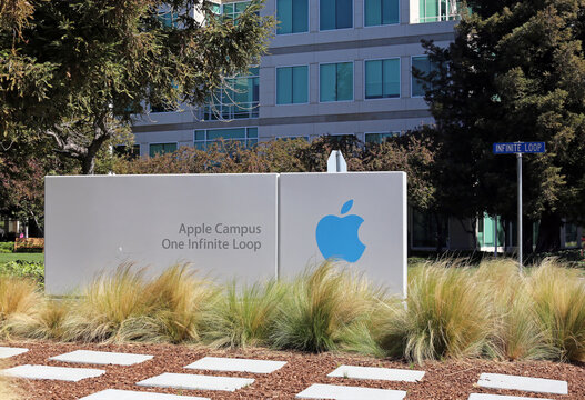 Cupertino, CA, USA - March 18, 2014: The Apple Campus which was the headquarters of Apple Inc from 1993 to 2017.