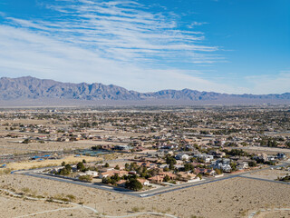 High angle view of the cityscape from Lone Mountain