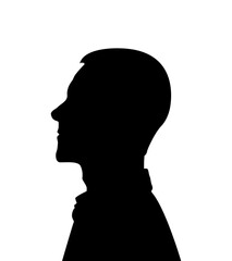 Black color silhouette of people profile picture on white background. Vector illustration. Unknown person.