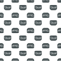 Vector seamless pattern with hand drawn delicious burgers. Beautiful food design elements, perfect for prints and patterns